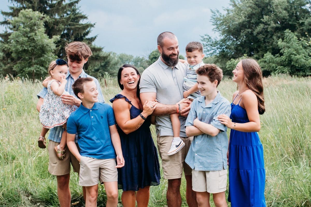 Lauren and Devan Rutan with their family — founders of Rutan Athletic Club, North Canton OH